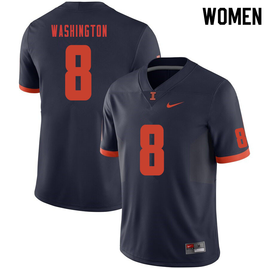 Women #8 Casey Washington Illinois Fighting Illini College Football Jerseys Sale-Navy